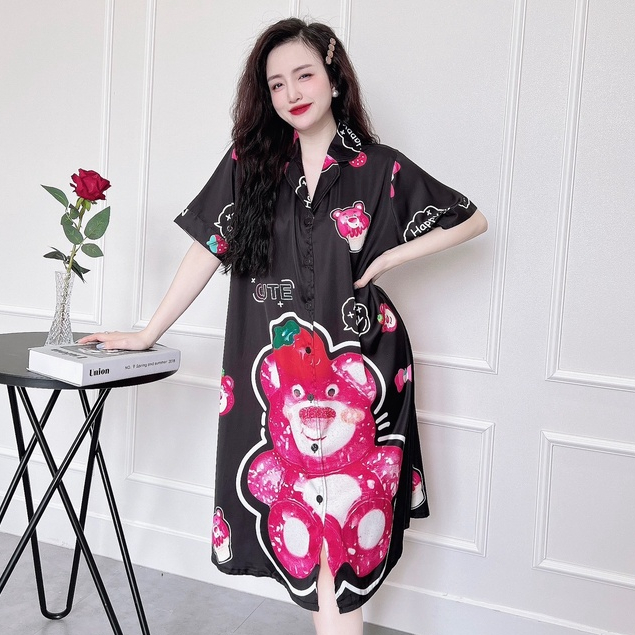 Váy Ngủ Nữ SOJUN Sơ Mi Thiết Kế Bigize 80kg