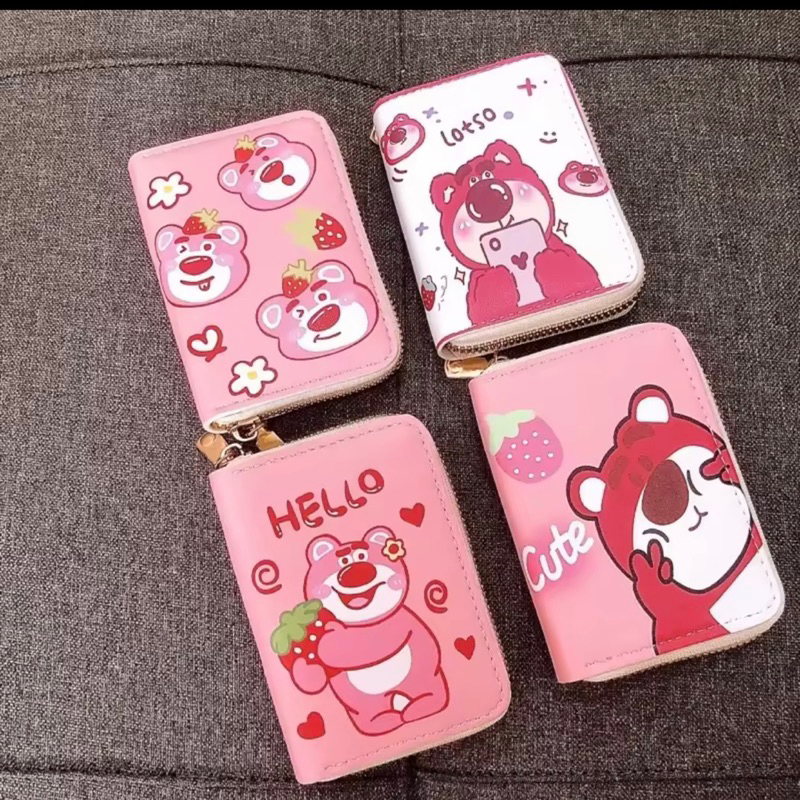 Ví cầm tay kéo khoá nhiều ngăn hoạ tiết gấu dâu Lotso