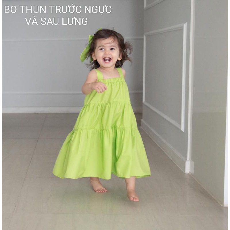 ĐẦM VÁY ĐI CHƠI 2 DÂY MAXI XÒE RỘNG VẢI NHẬP MỀM MẠI VÀ THOÁNG MÁT BÉ GÁI HAIVANCO cho bé 13 đến 40 kg