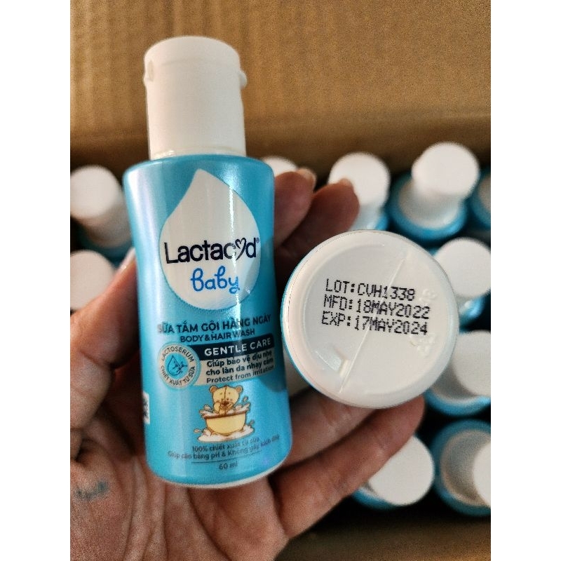 Combo 5 chai Sữa tắm gội Lactacyd Baby Gentle Care 60ml