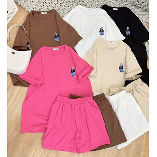 Set bộ đùi nữ kiểu dáng unisex chất cotton khô in gấu