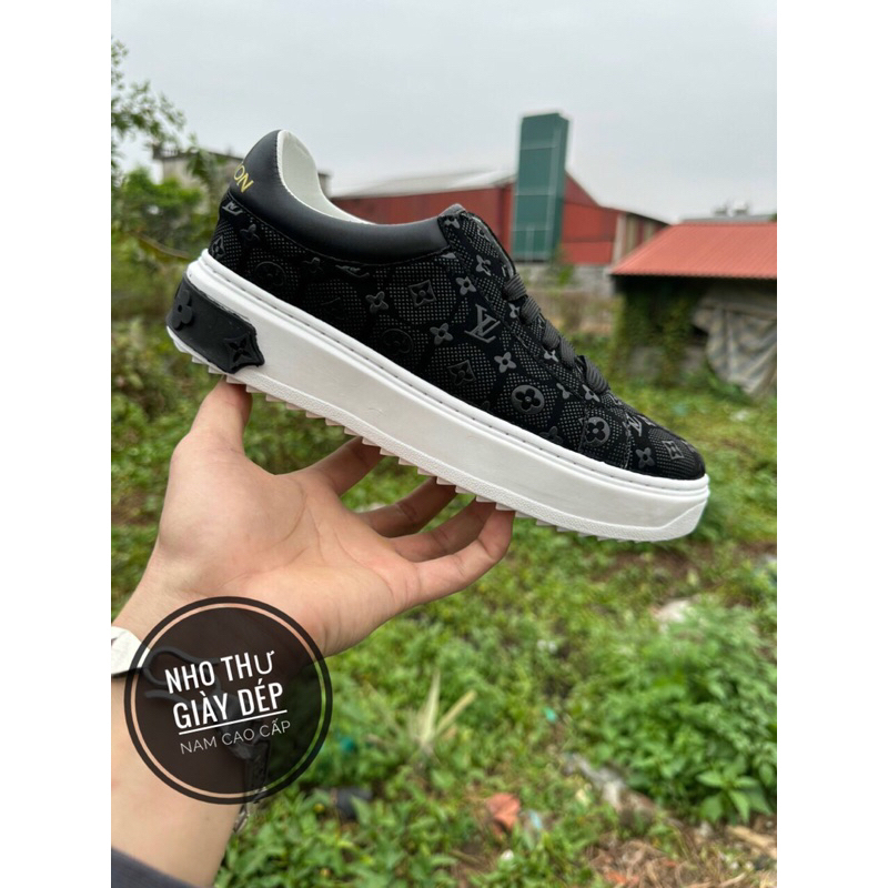 Giày Lv nam đen buộc dây , Sneaker nam quảng châu siêu cấp kèm box