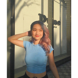 ÁO THUN XỊN  FOREVER 21 CROPTOP TRƠN BASIC ÔM BODY - CỔ TRÒN