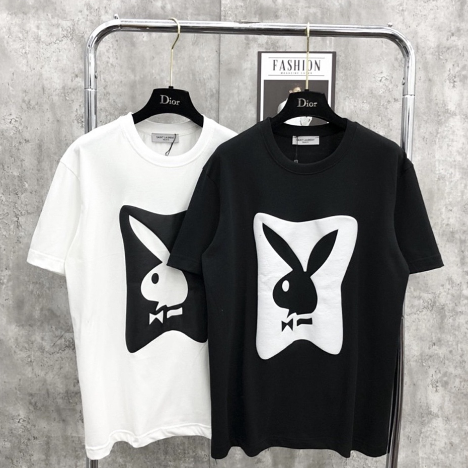 Áo Phông Thỏ Playboy Hình In Nhiệt Cực Nét - Áo Thun Thỏ Trắng Chất Liệu Cotton Thoáng Mát Form Dáng Unisex Nam Nữ