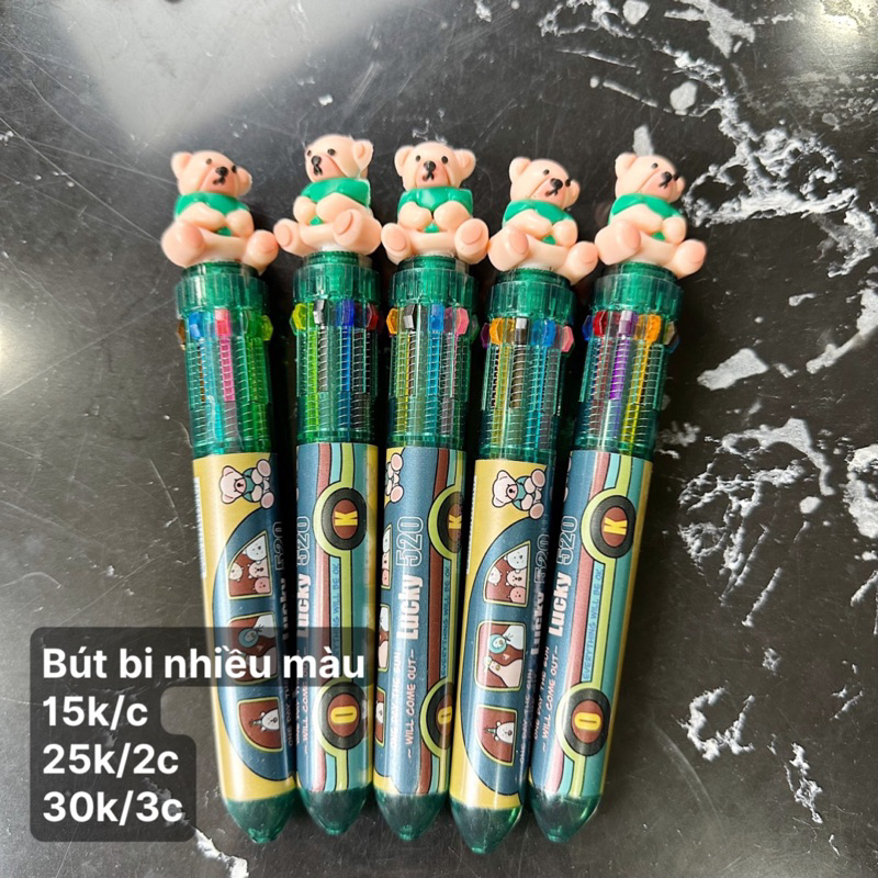 ĐỒ DÙNG HỌC TẬP: Bút bi nhiều màu - đầu bấm nhiều mẫu cute