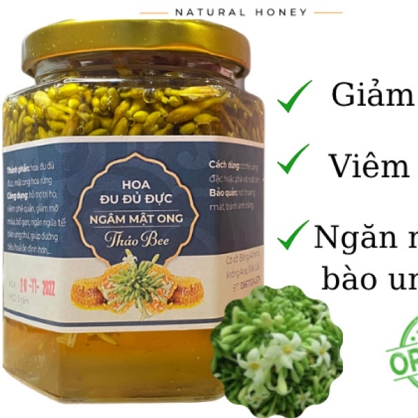 Hoa đu đủ đực tươi ngâm mật ong rừng , nhà tự ngâm , dược liệu quý.