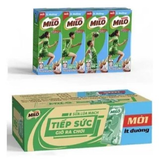 (Thùng 48 Hộp) Sữa MILO lúa mạch 180ml Có Đường/Ít Đường