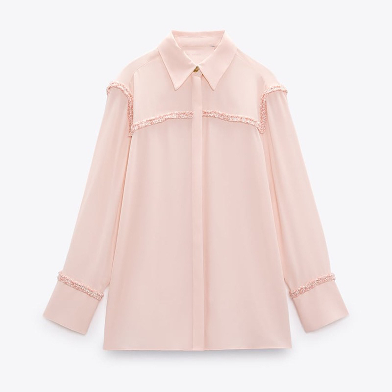 Zara Áo sơ mi nữ màu hồng size XS mới mua