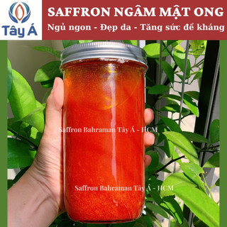 Saffron ngâm mật ong - hũ 6gr->9gr- SAFFRON TÂY Á Bahraman Super Negin-nhuỵ hoa nghệ tây- Nhập khẩu độc quyền từ Iran