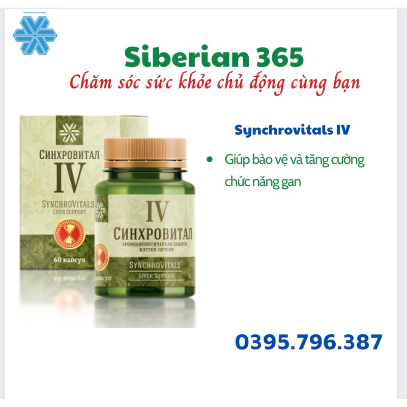 [Hỗ trợ gan]  Syn 4 - Thực phẩm bảo vệ sức khỏe Synchrovitals IV siberian- Siberian Wellness – 60 viên – Date T2/2023