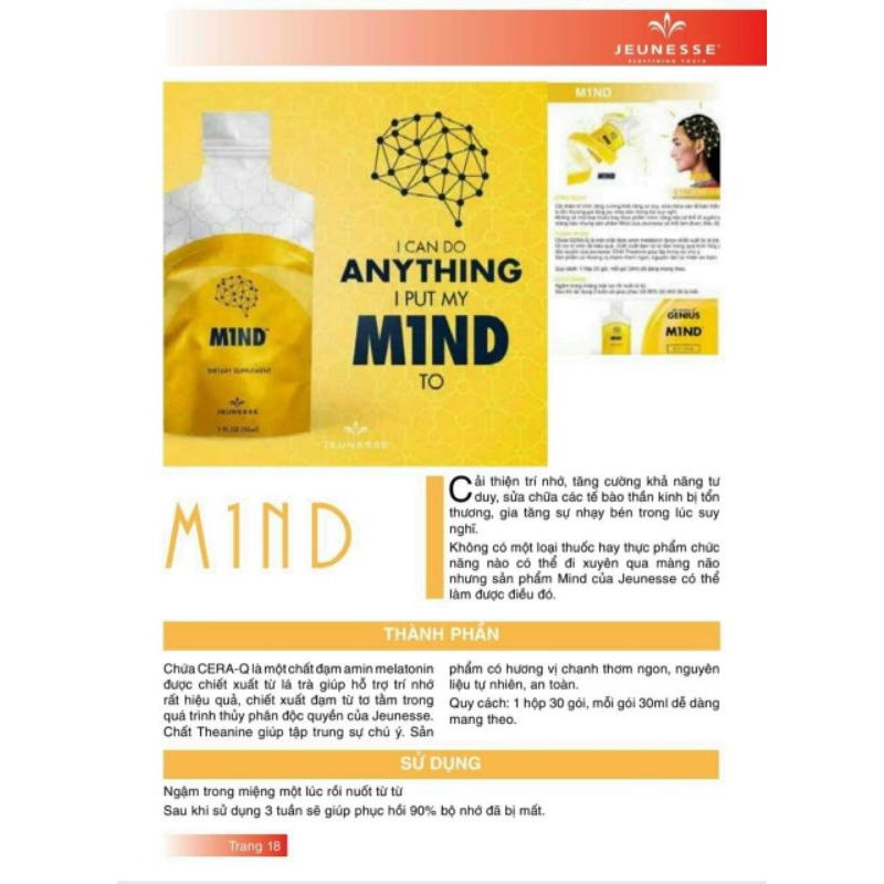 M1ND Jeunesse - Mind Mỹ thức ăn giúp bổ sung dinh dưỡng cho não tăng cường trí nhớ và sự tập trung.