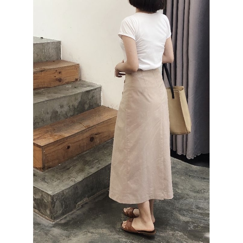 CASON - Váy Midi Ly Nẹp Nút