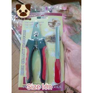 Bộ Kìm Cắt Móng Cho Chó Mèo Size Lớn Đen Đỏ Kèm Que Dũa Móng