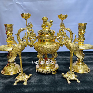 Bộ đỉnh đồng thờ cúng gia tiên cao 30cm phù hợp với bàn thờ 1m5 trở xuống,bộ đỉnh tam sự,bộ đỉnh ngũ sự