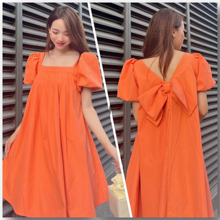  Đầm babydoll cổ vuông ngắn màu cam Freesize  45-68kg  - KACA - Seraphina Dress 