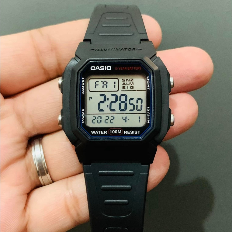 Đồng hồ Casio nam điện tử W-800H-1AVDF dây cao su chính hãng
