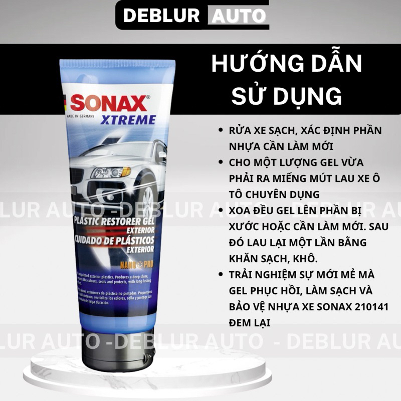 Gel phục hồi và bảo dưỡng nhựa ngoài xe Sonax Xtreme Plastic Restorer Gel Nanopro 250ml 210141
