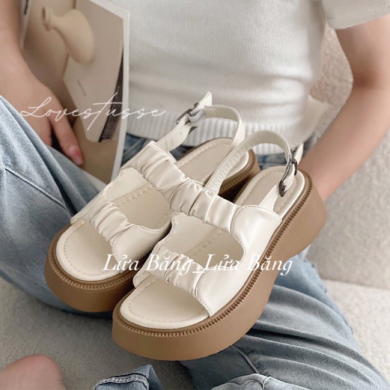 Giày Sandal nữ Và Dép nữ quai chun bèo Dép nữ đế cao hai quai nhún hàng QC