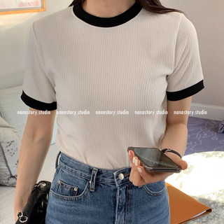 ÁO THUN VIỀN ĐEN PHONG CÁCH BASIC ĐƠN GIẢN SANG TRỌNG