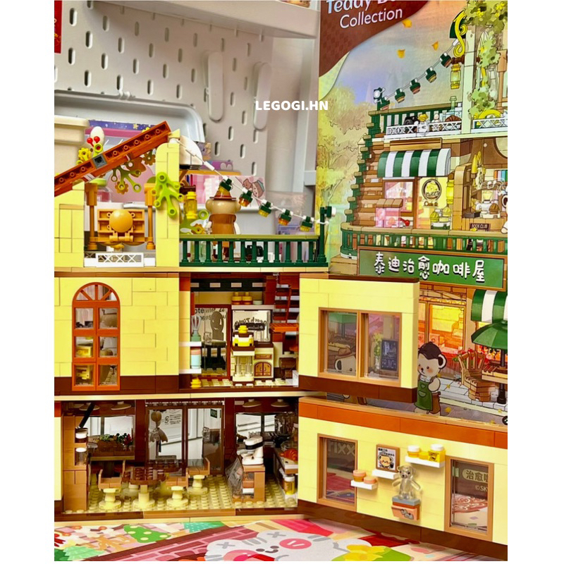 Đồ chơi xếp hình Legogi NHÀ CAFE GẤU Teddy Bear 1381 mảnh Inbrixx 881101 mô hình trang trí trưng bày decor quà tặng