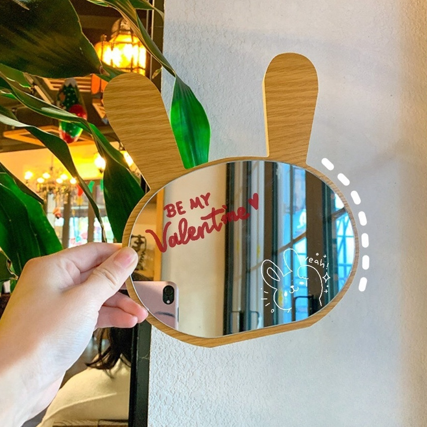 Gương để bàn trang điểm bằng gỗ tai gấu ,tai thỏ