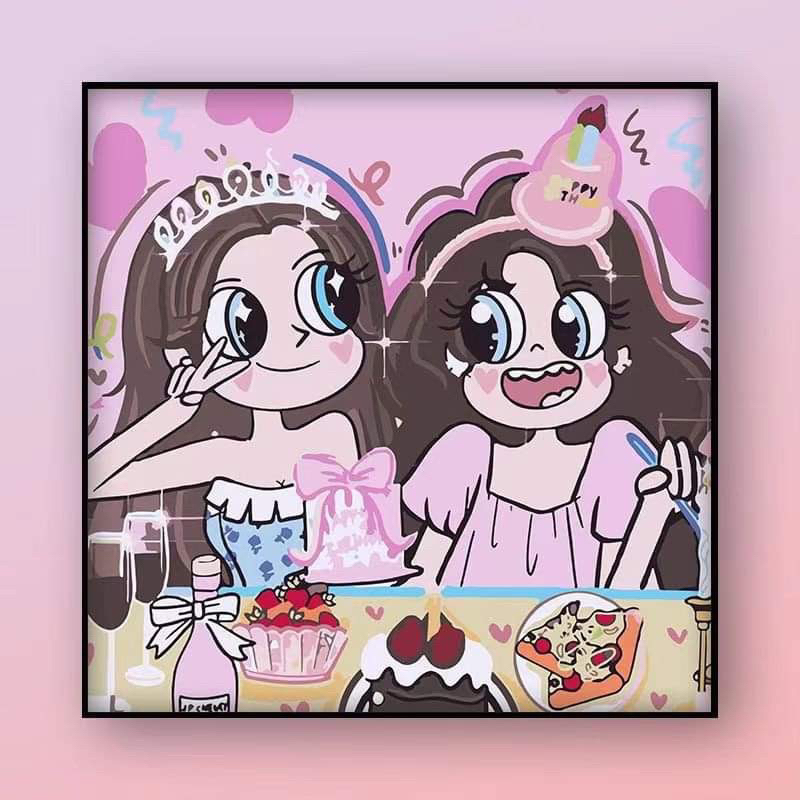 HÀNG CÓ SẴN Tranh đính đá 5D tự làm hoạt hình cô gái đáng yêu tự chọn 30*30cm