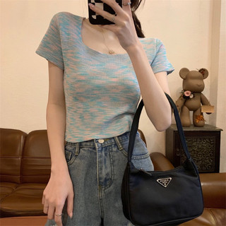 áo len dệt kim màu loang kiểu cổ vuông basic (9323-7#)