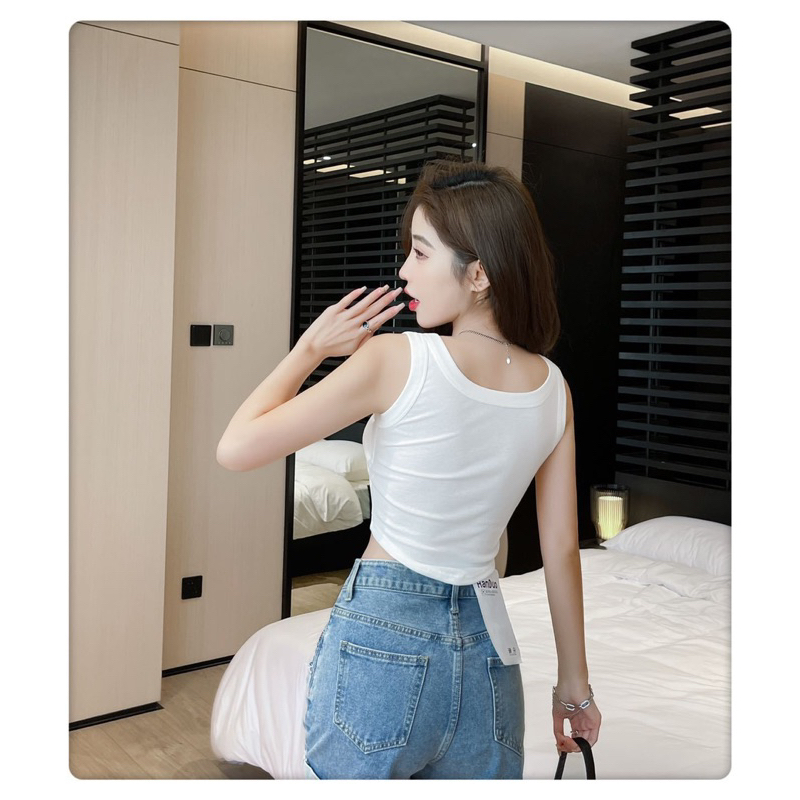 Áo 3 lỗ nữ CHINAX vạt bầu đệm ngực croptop sexy mùa hè 2023