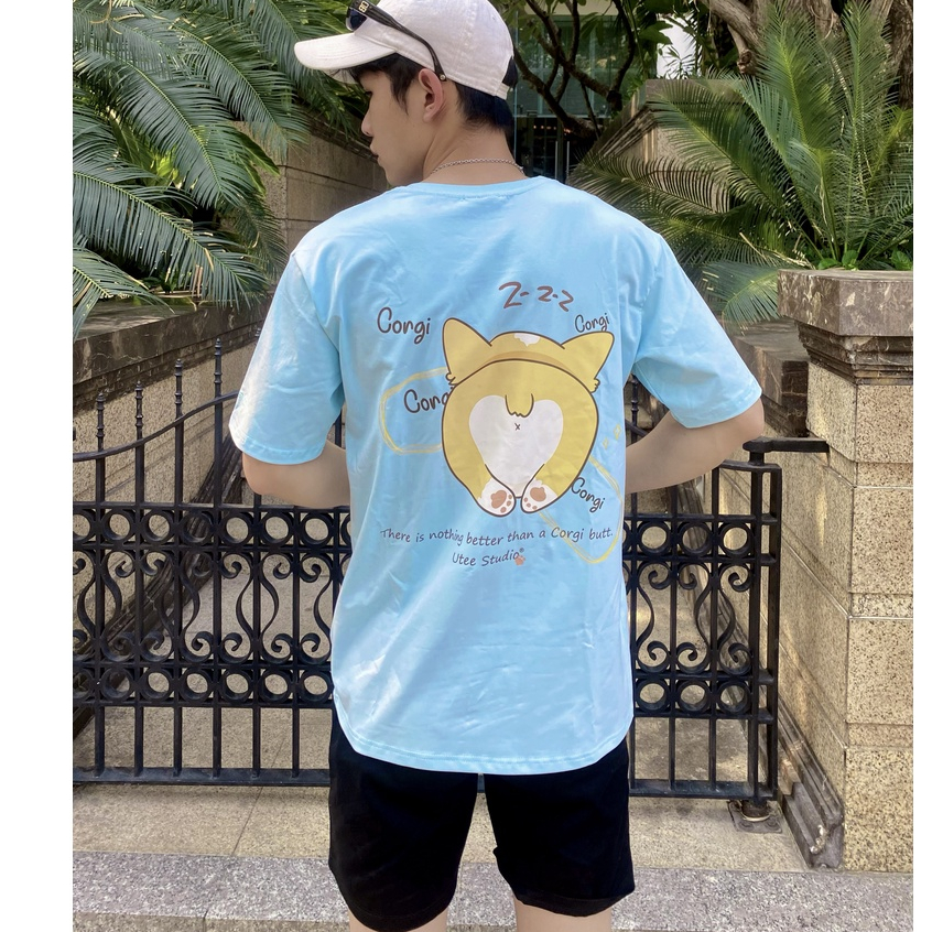 Áo Thun Cổ Tròn Cotton 100% Bé Corgi  Z-Z-Z Siêu Đáng Yêu