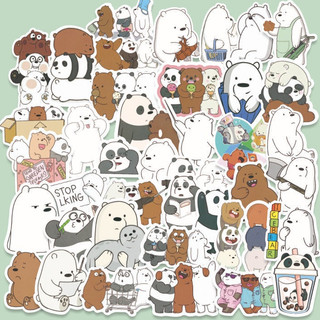 Zanmo set 50 hình dán sticker 3 chú gấu we bare bear dễ thương dán nón bảo hiểm laptop vali