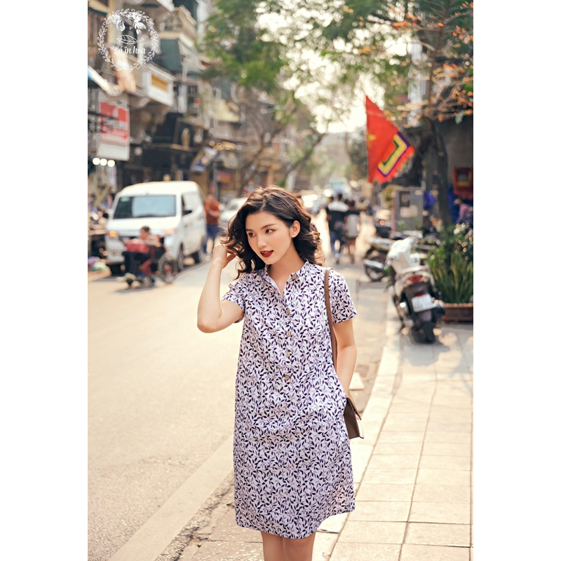 Váy Hè Suông A Sơmi Lá In Hoa Chất Thô Mát 38-74kg