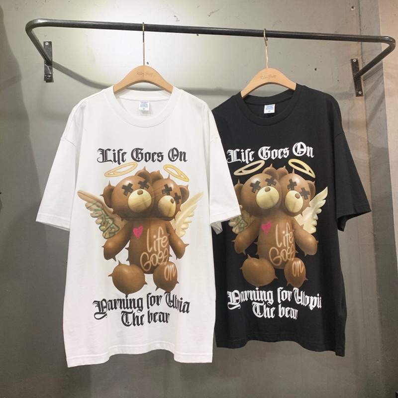 áo phông hình, áo đôi, oversize - ảnh thật tự chụp