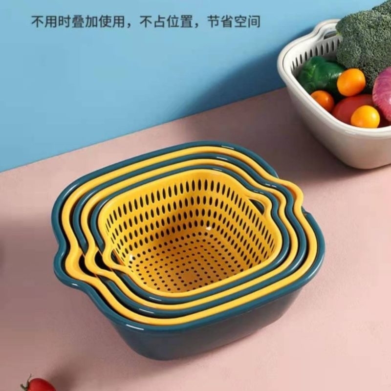 Bộ rổ thau nhựa 6 món hình vuông