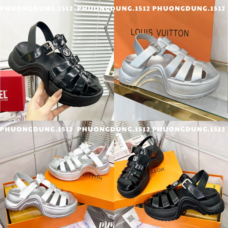 Sandal rọ lv đế cao da bóng fullbox qccc