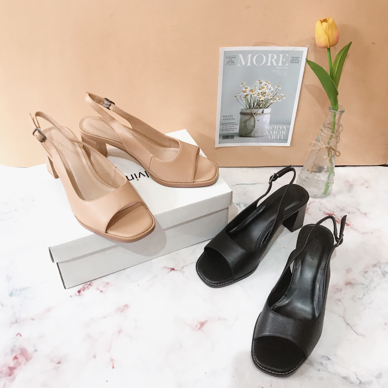 Sandal dal nữ cao gót 6cm da microfiber mềm êm siêu bền deế khâu chắc chắn -  sandal che khuyết điểm