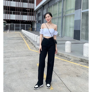 [ ẢNH THẬT] Quần suông jeans đen
