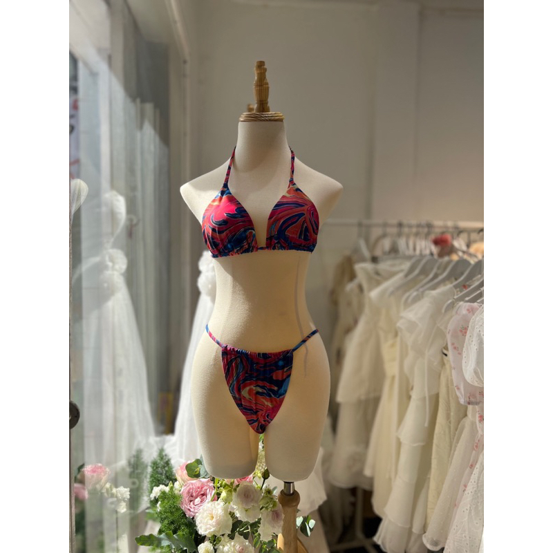 Bikini set 3 mảnh dáng tam giác kèm váy hoạ tiết 3M0149