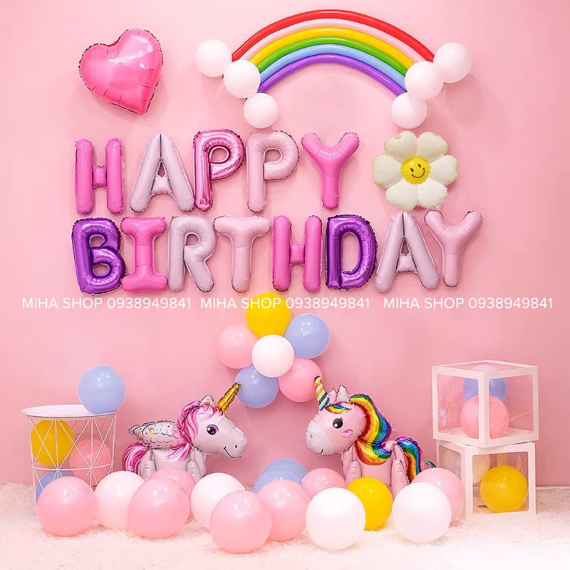 Trang trí sinh nhật cho bé gái thích ngựa pony, unicorn, kỳ lân, kitty