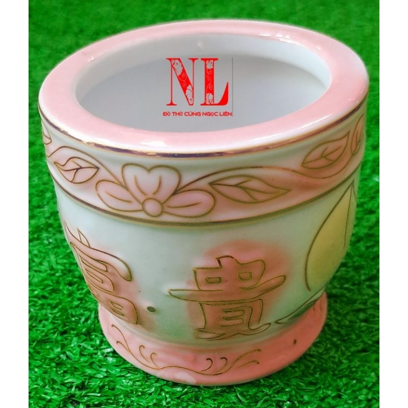 Lư hương hồng đào phú quý (dạng lư ống)