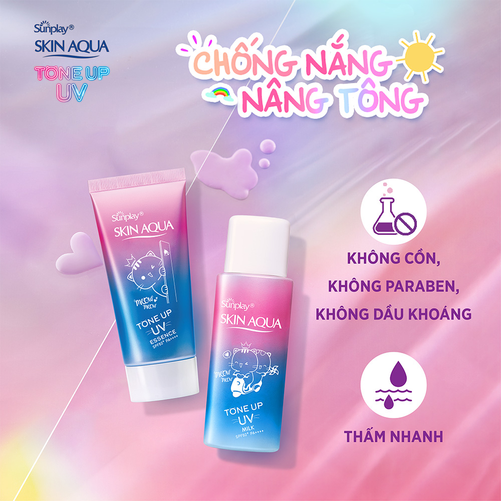 Tinh chất chống nắng nâng tông dành cho mọi loại da Sunplay Skin Aqua Tone Up UV Essence Lavender SPF50+ PA++++ (50g)