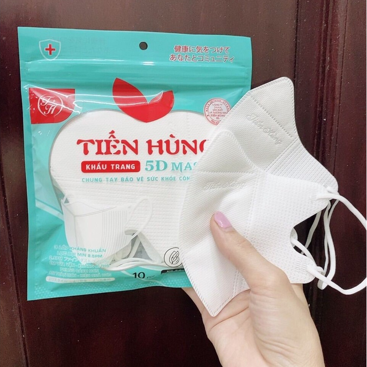 Túi 1 gói 10 chiếc khẩu trang kháng khuẩn  5D Tiến Hùng   hot hit, ôm gọn mặt