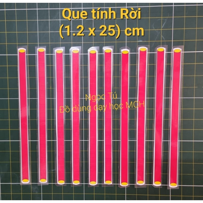 Sét 10 Thẻ Que tính Rời, Chục, Trăm In ép dày, sau có nam châm lá