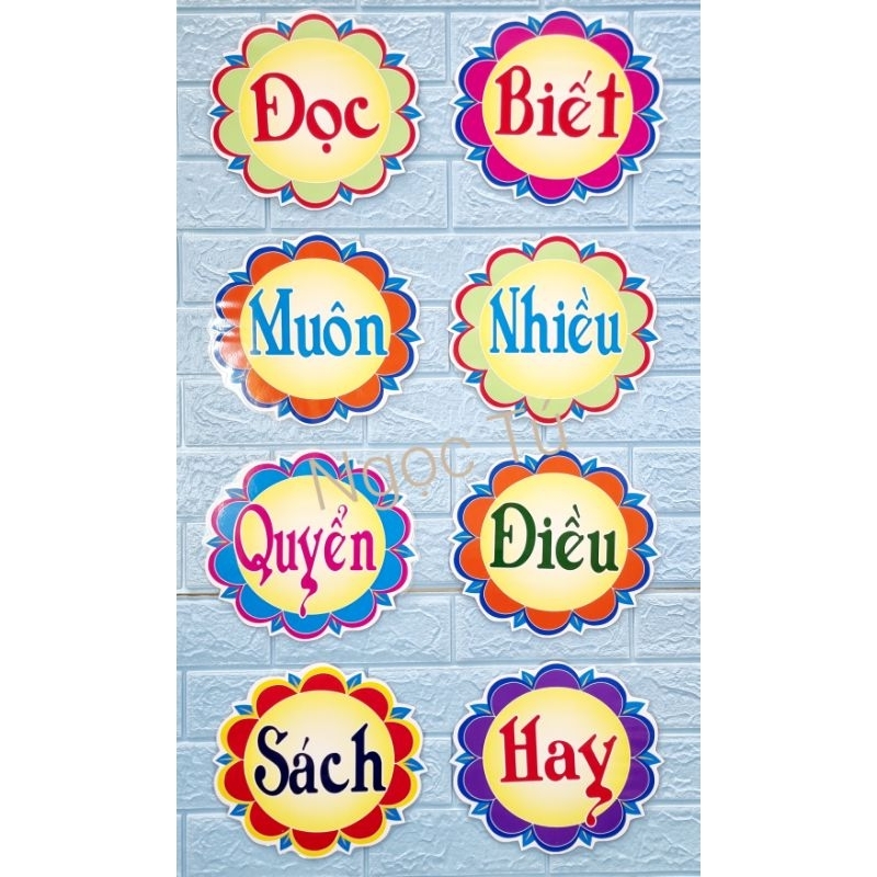 Khẩu hiệu Sách trang trí góc Thư viện In ép A4