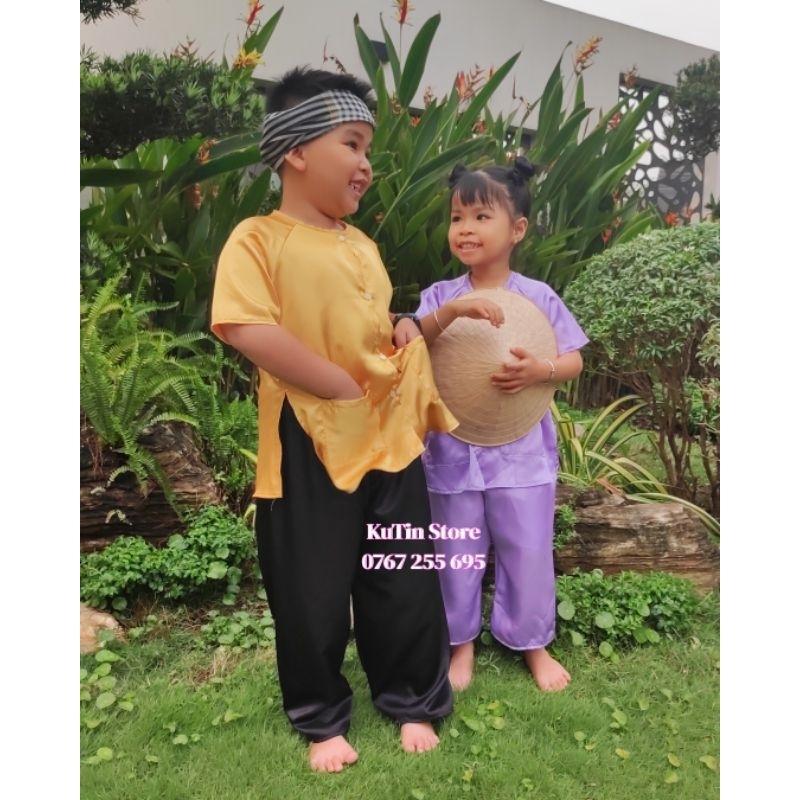 Bà Ba Cho Bé Trai, Bé Gái - Tay Ngắn Quần Đen