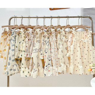 Set áo 2s bèo đũi cột nơ kèm quần short lưng thun freesize Pumi 14281