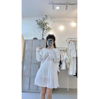 váy bbd trắng cổ bẻ