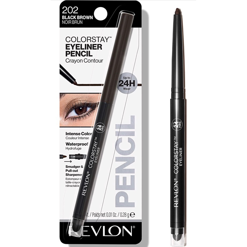 Bút chì kẻ mắt Revlon bền màu 24h Colorstay Eyeliner Pencil Up To 24h #202 Black Brown 0.28g