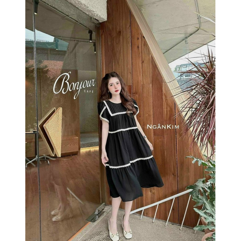 Đầm Suông Phối Ren Tay Siêu Xinh Mã HH0389