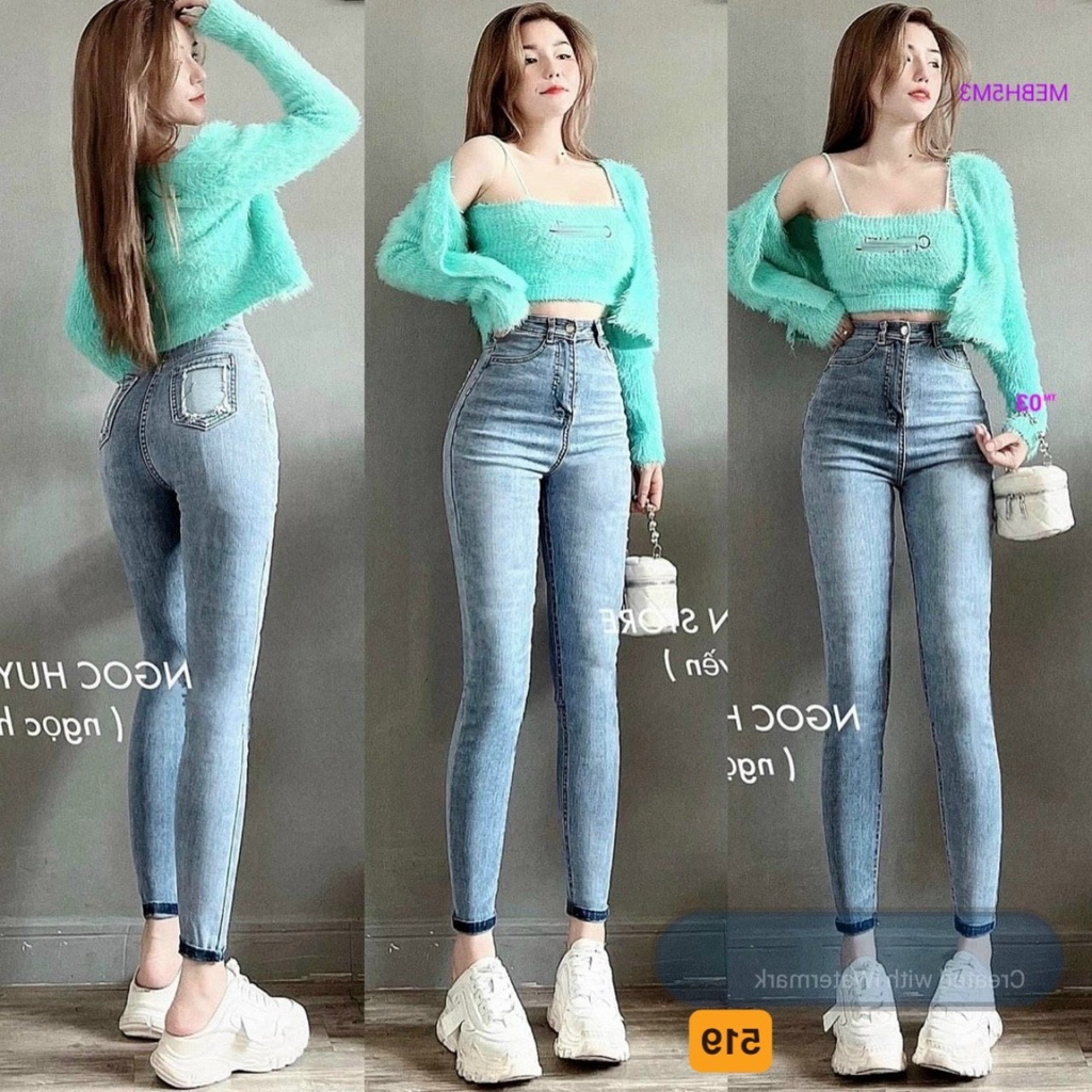 Quần jean nữ lưng cao skinny ôm dáng, quần bò nữ co giãn mẫu mới thời trang cao cấp A-T Fashion - MQ519