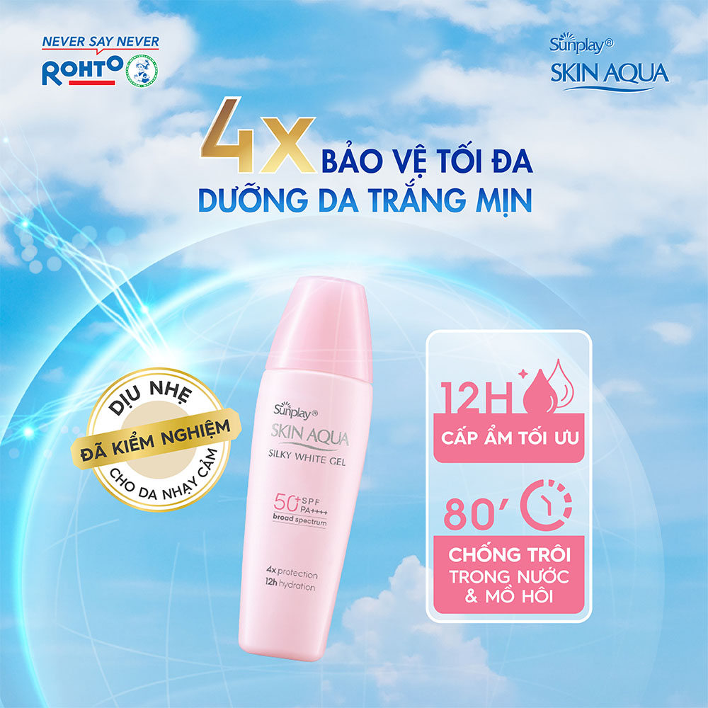 Gel chống nắng dưỡng da trắng mượt Sunplay Skin Aqua Silky White Gel SPF 50+, PA++++ 30g